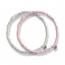 Набір обручів-резинок «білий, рожевий» Mon Mou Thin Silk Hair Hoop Kit - фото №1