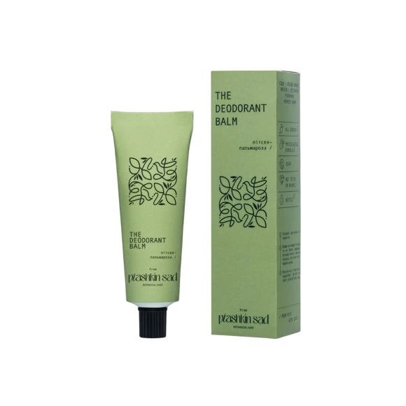 Натуральний бальзам-дезодорант by Ptashkin Sad THE DEODORANT BALM (літсея-пальмароза)  50g - фото №1