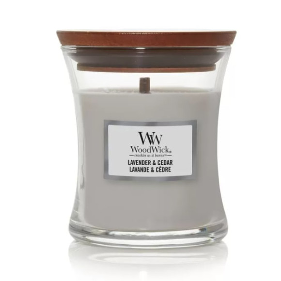 Ароматична свічка з ароматом лаванди і кипариса Woodwick Medium Lavender & Cedar  - фото №1