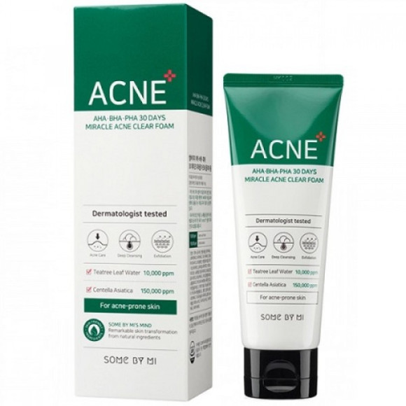 Пінка для вмивання для проблемної шкіри Some By Mi AHA.BHA.PHA 30 Days Miracle Acne Clear Foam - фото №1