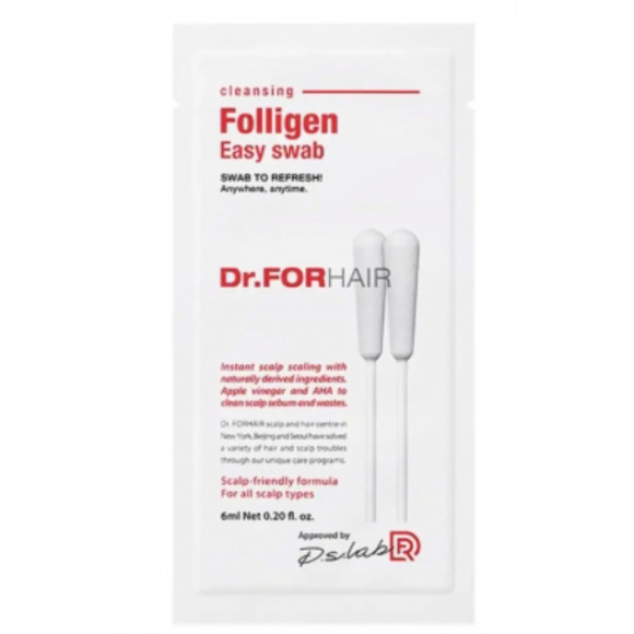 Ватна паличка для миттєвого очищення шкіри голови Dr. FORHAIR Folligen Easy Swab 6 мл - фото №1