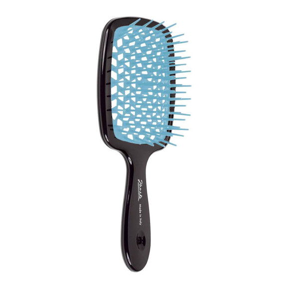 Гребінець для волосся чорний з блакитним  Janeke Superbrush Small The Original Italian  - фото №1