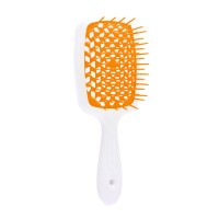 Гребінець для волосся білий з помаранчевим  Janeke 1830 Superbrush The Original Italian 1 шт - фото №1