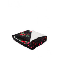 Теплий плед Victoria's Secret SHERPA BLANKET (black with rose print) - фото №1