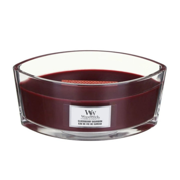 Ароматична свічка з ароматом бурбону, фруктів та деревини Woodwick Ellipse Elderberry Bourbon - фото №1