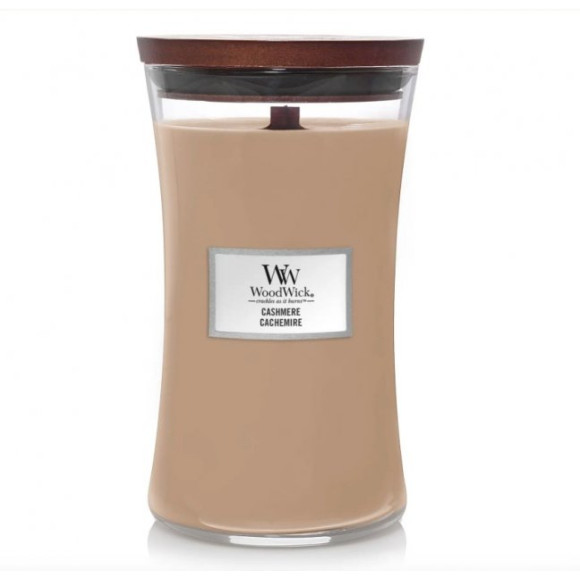 Ароматична свічка з ароматом айви, ірису та сандалу Woodwick Large Cashmere - фото №1