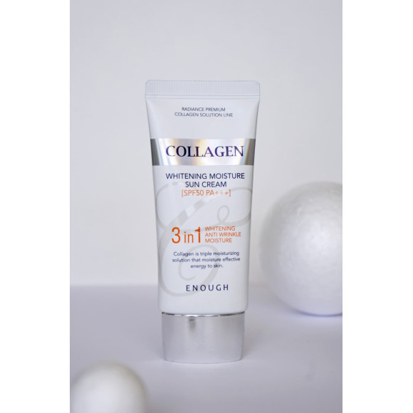 Сонцезахисний крем для обличчя з морським колагеном Enough Collagen 3in1 Whitening Moisture Sun Cream SPF 50 - фото №1