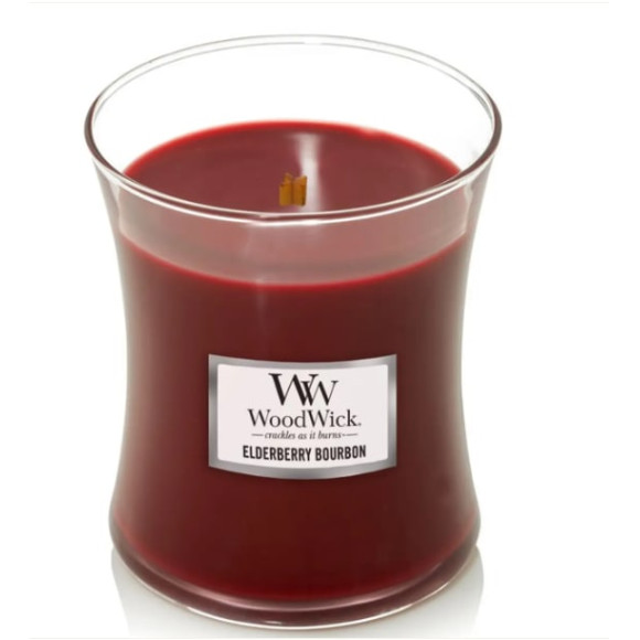 Ароматична свічка з ароматом бурбона, фруктів, деревини Woodwick Medium Elderberry Bourbon - фото №1