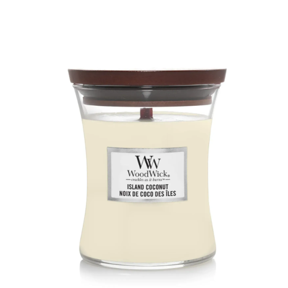 Ароматична свічка з ароматом кокоса та ананаса Woodwick Medium Island Coconut 275 г - фото №1