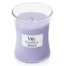 Ароматическая свеча с ароматом лаванды и эвкалипта Woodwick Medium Lavender Spa - фото №1