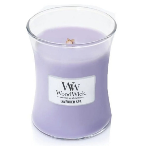 Ароматична свічка з ароматом лаванди та евкаліпту Woodwick Medium Lavender Spa - фото №1