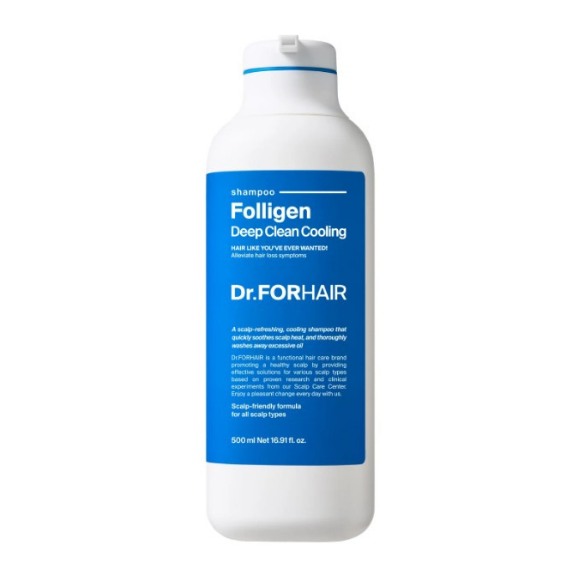 Глибокоочищуючий шампунь з ефектом охолодження Dr.Forhair Folligen Deep Clean Cooling Shampoo 500 мл - фото №1