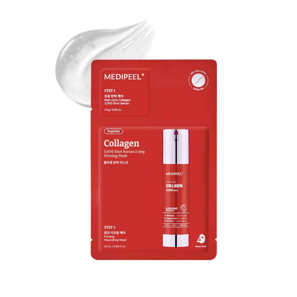 Двофазна маска з колагеном та мікроголками Medi-peel Red Lacto Collagen 3000 Shot Serum 2 Step Mask 1.5g + 25ml - фото №1
