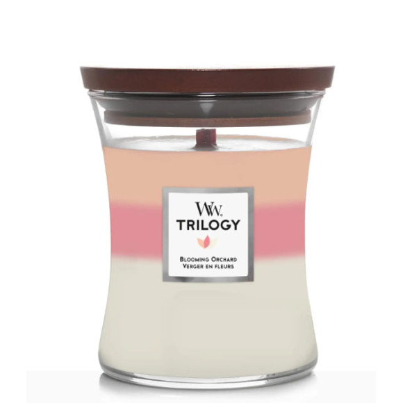 Ароматична свічка з тришаровим ароматом  Woodwick Medium Trilogy Blooming Orchard 275 г - фото №1
