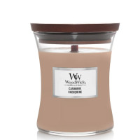 Ароматическая свеча с ароматом айвы, ириса и кедра Woodwick Medium Cashmere 275 г - фото №1