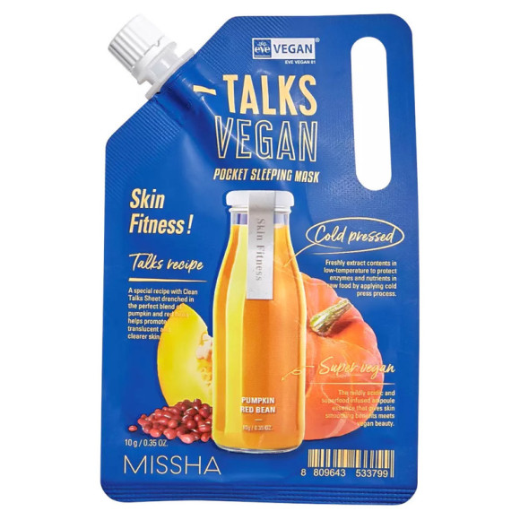 Нічна маска для гладкості шкіри Missha Talks Vegan Pocket Sleeping Pack #Skin Fitness  - фото №1