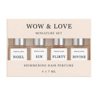 Сет мініатюр парфум-блиску для волосся Wow & Love Shimmering Hair Parfume Miniature Set, 7 мл х 4 шт - фото №1