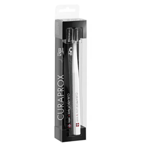 Набір зубних щіток біла та чорна Curaprox Black Is White Ultrasoft - фото №1