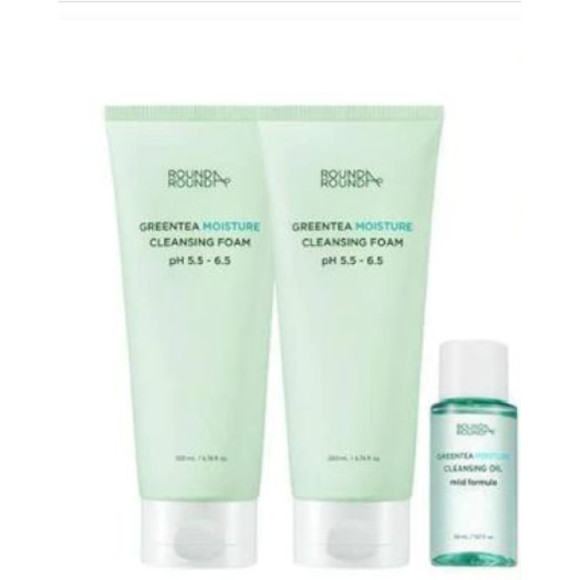 Набор зволожуючих очисних пінкок із зеленим чаєм Round A'Round Green Tea Moisture Cleansing Foam Set - фото №1