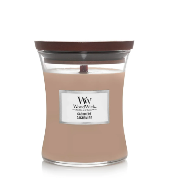 Ароматична свічка з ароматом айви, ірису та сандалу Woodwick Medium Cashmere 275 г - фото №1