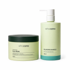 Набір для сухої та нормальної шкіри голови WhoCares PLEX + Balancing Shampoo - фото №1
