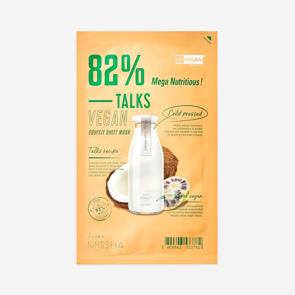 Поживна тканинна маска для обличчя Missha Talks Vegan Squeeze Sheet Mask Mega Nutritious - фото №1