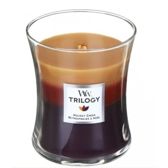 Ароматична свічка із тришаровим ароматом Woodwick Medium Trilogy Holiday Cheer - фото №1