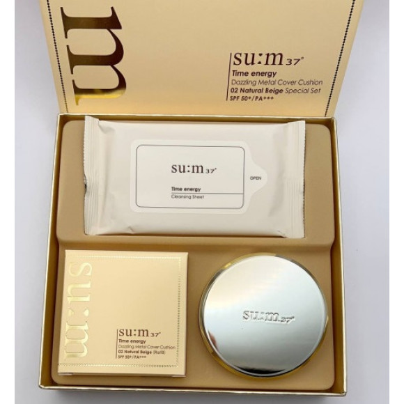 Кушон Su:m37 Time Energy Dazzling Metal Cover Cushion SPF 50 01 Light beige - фото №1