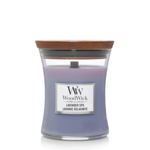 Ароматична свічка з  ароматом лаванди і евкаліпта Woodwick Medium Lavender Spa 275 г - фото №1
