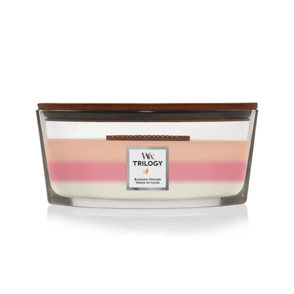 Ароматична свічка з тришаровим ароматом Woodwick Ellipse Trilogy Blooming  Orchard 453 г - фото №1