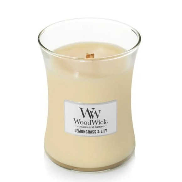 Ароматична свічка з квітковим ароматом Woodwick Medium Lemongrass & Lily  - фото №1