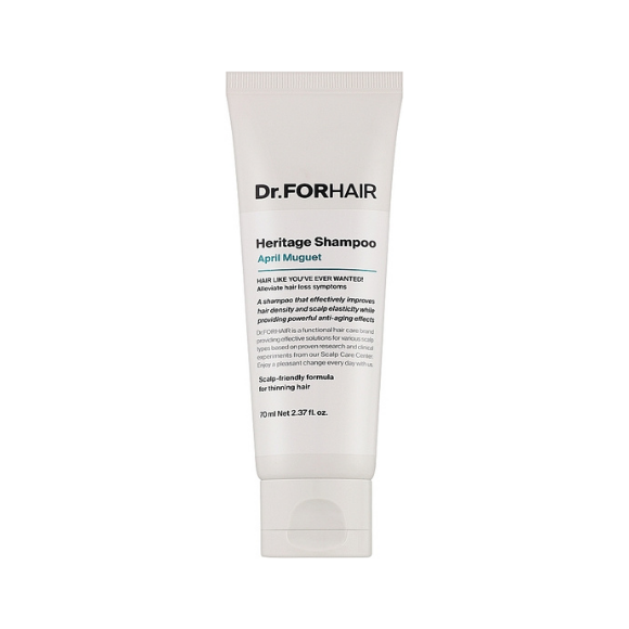 Антивіковий шампунь для ослабленої шкіри голови та тонкого волосся Dr.FORHAIR Hair Heritage Shampoo April Muguet 70 мл - фото №1