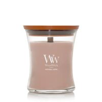Ароматична свічка з  какао та копченим кашеміром Woodwick Medium Patchouli Crème 275 г - фото №1