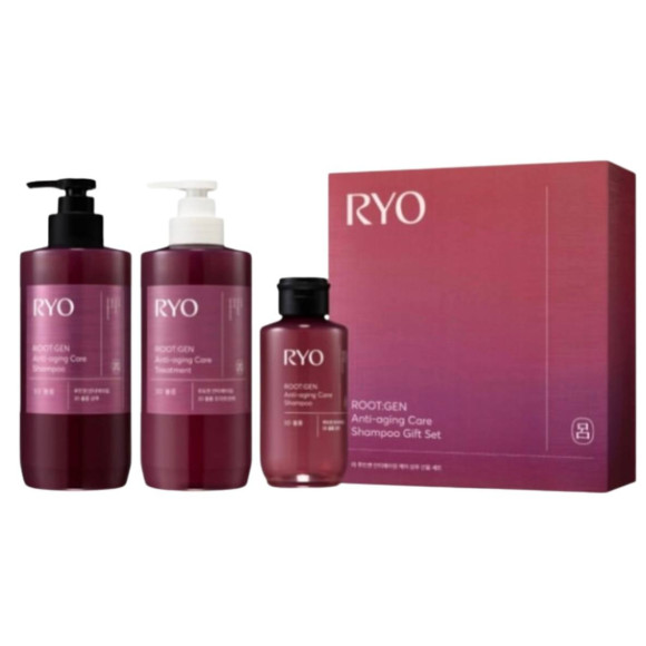 Антивіковий зміцнюючий набір проти випадіння волосся Ryo Root Gen Anti-Aging Care Shampoo Gift Set - фото №1