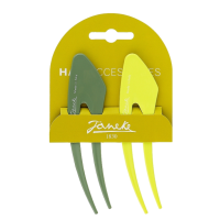  Заколка для волосся Janeke Hair Clip Жовта та зелена розмір L 2 шт - фото №1