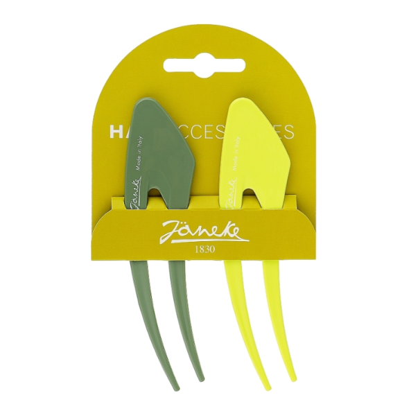  Заколка для волосся Janeke Hair Clip Жовта та зелена розмір L 2 шт - фото №1