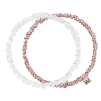 Набір обручів-резинок «білий, нюдовий» Mon Mou Thin Silk Hair Hoop Kit - фото №1