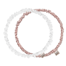 Набір обручів-резинок «білий, нюдовий» Mon Mou Thin Silk Hair Hoop Kit - фото №1