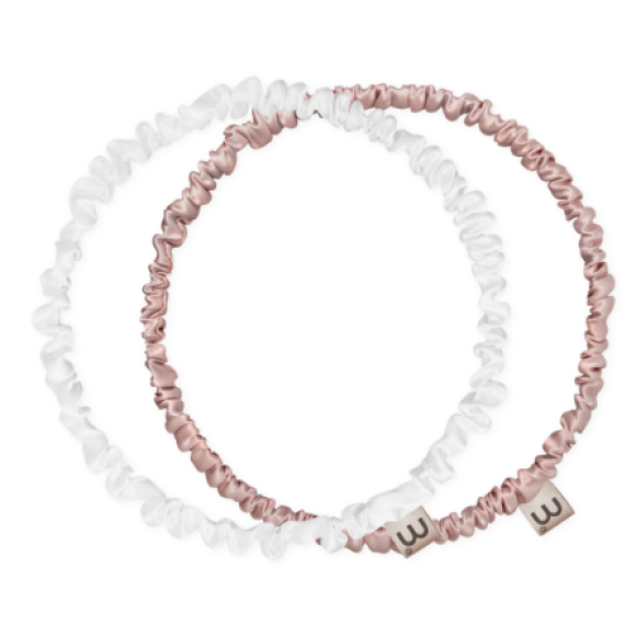 Набір обручів-резинок «білий, нюдовий» Mon Mou Thin Silk Hair Hoop Kit - фото №1