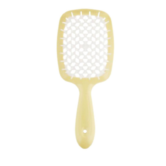 Гребінець для волосся світло-жовтий з білим  Janeke Superbrush Small The Original Italian 1 шт - фото №1
