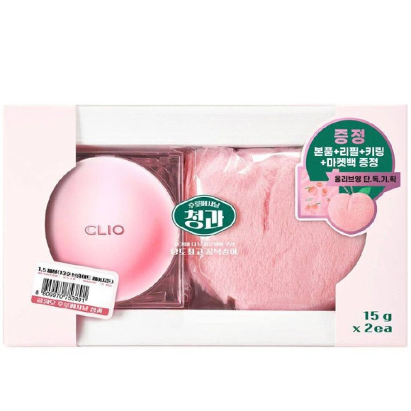 Набор стойкого матового кушона +сменный блок+ брелок-чехол Clio Kill Cover the New Founwear Cushion Peach Edition SPF 50+ PA+++ 4 Ginger  - фото №1