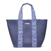 Стильна сумка-шопер Victoria's Secret Blue Mesh Tote Pool Beach Bag In Blue Floral NWT - фото №1