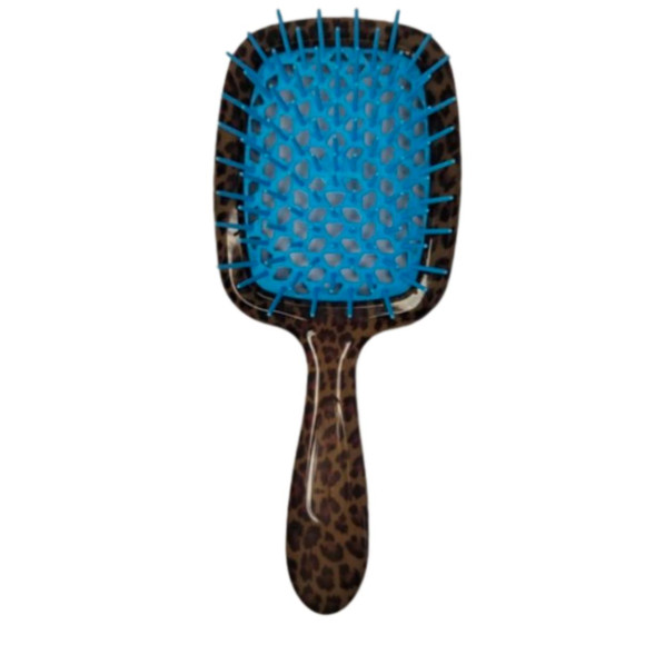 Гребінець для волосся леопард з блакитним  Janeke 1830 Superbrush The Original Italian - фото №1