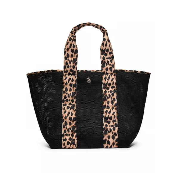 Стильна сумка Victoria's Secret Leopard Animal Print Mesh Tote Pool Beach Bag NWT - фото №1