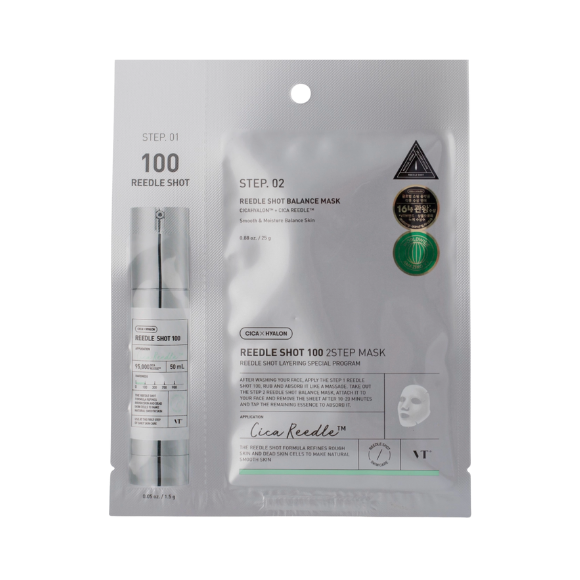 Зміцнювальна тканинна маска VT Cosmetics Mild Reedle Shot 100 2Step Mask 1,5+25 г - фото №1
