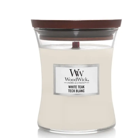 Ароматична свічка з ароматом сандалового дерева і дуба Woodwick Mini  White Teak 85 г - фото №1