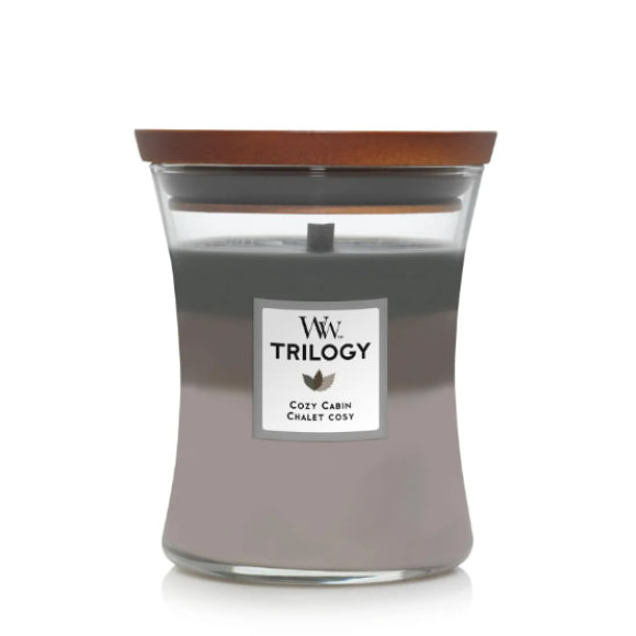 Ароматична свічка з тришаровим ароматом Woodwick Medium Trilogy Cozy Cabin 275 г - фото №1