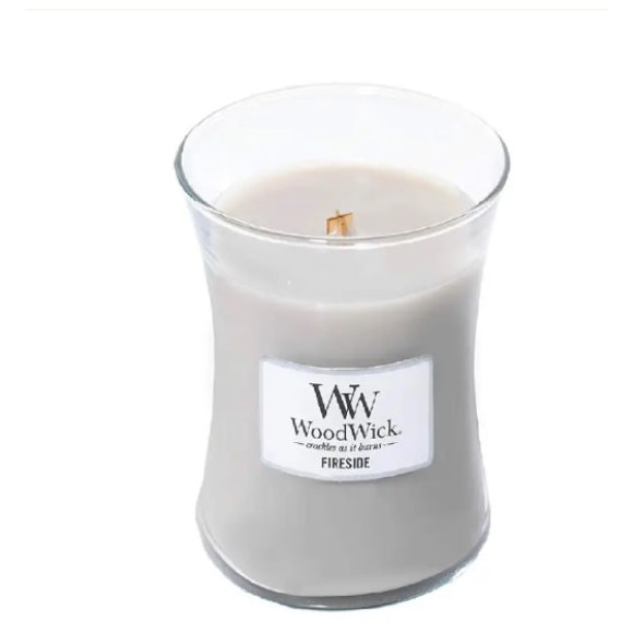 Ароматична свічка з ароматом копченого дерева та яблучної шкірки Woodwick Medium Fireside - фото №1