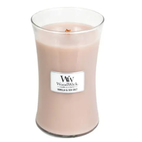 Ароматическая свеча с ароматом ванили и морской соли Woodwick  Large  Vanilla & Sea Salt  - фото №1