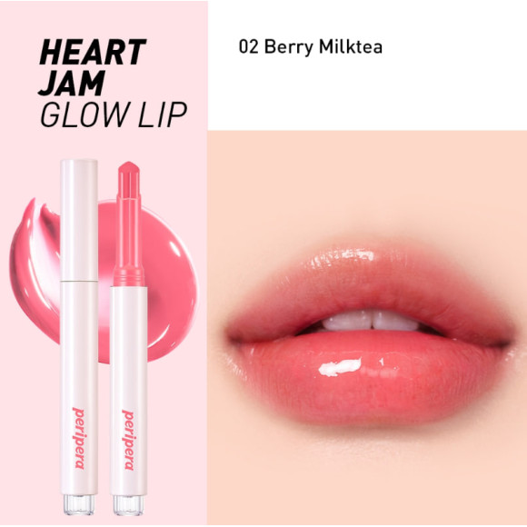 Сяючий блиск-помада в стіку Peripera Heart Jam Glow Lip 02 Berry MilkTea 1.4  г - фото №1